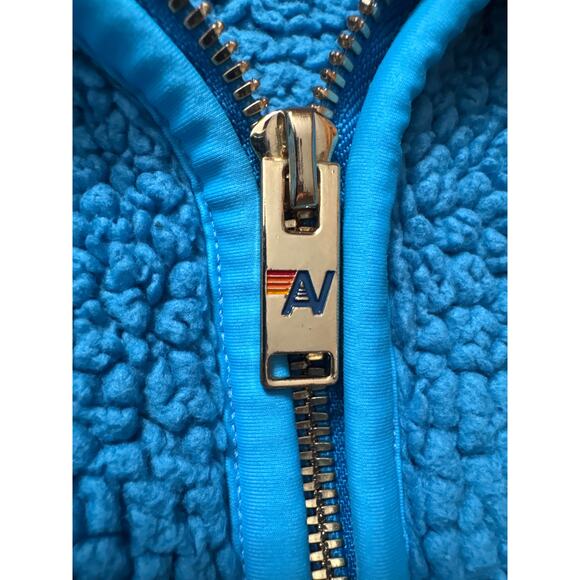 Aviator Nation TEDDY APRES HALF ZIP COLOR BLOCK JACKET - OCEAN Medium - Picture 2 of 8